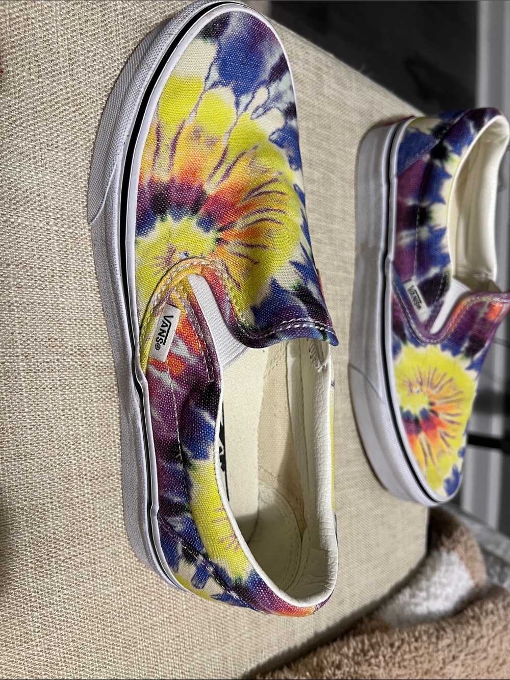 Vans women’s Tie-Dye Slip-On Sneakers - Yellow/Blue/Purple - Picture 4 of 6